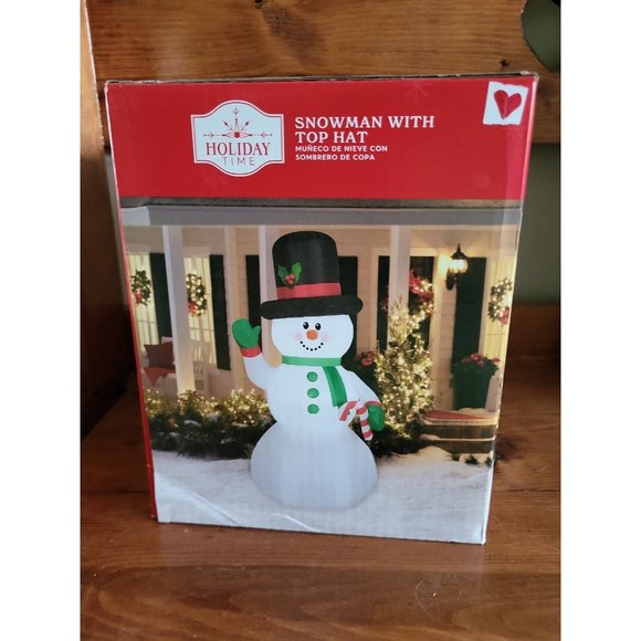 Holiday Time Airblown Inflatable Snowman with Candy Cane 7 Feet Yard Decor - Picture 4 of 6